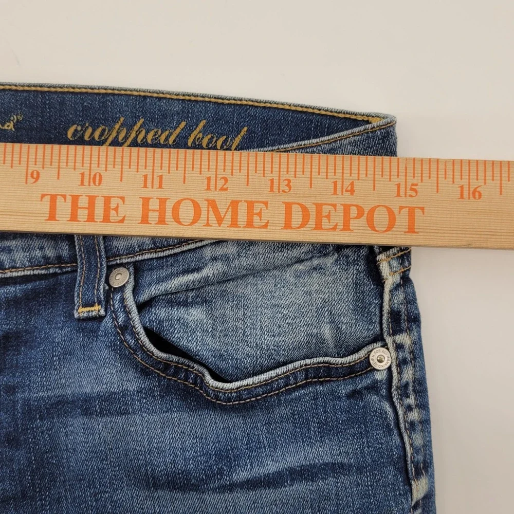 7 For All Mankind Cropped‎ Boot Jeans Womens 29 Blue Raw Hem Stretch Denim